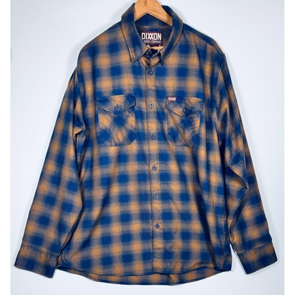 Dixxon The Eddie Flannel Shirt Men XL Blue Tan Plaid Pearl Jam Seattle Outdoor